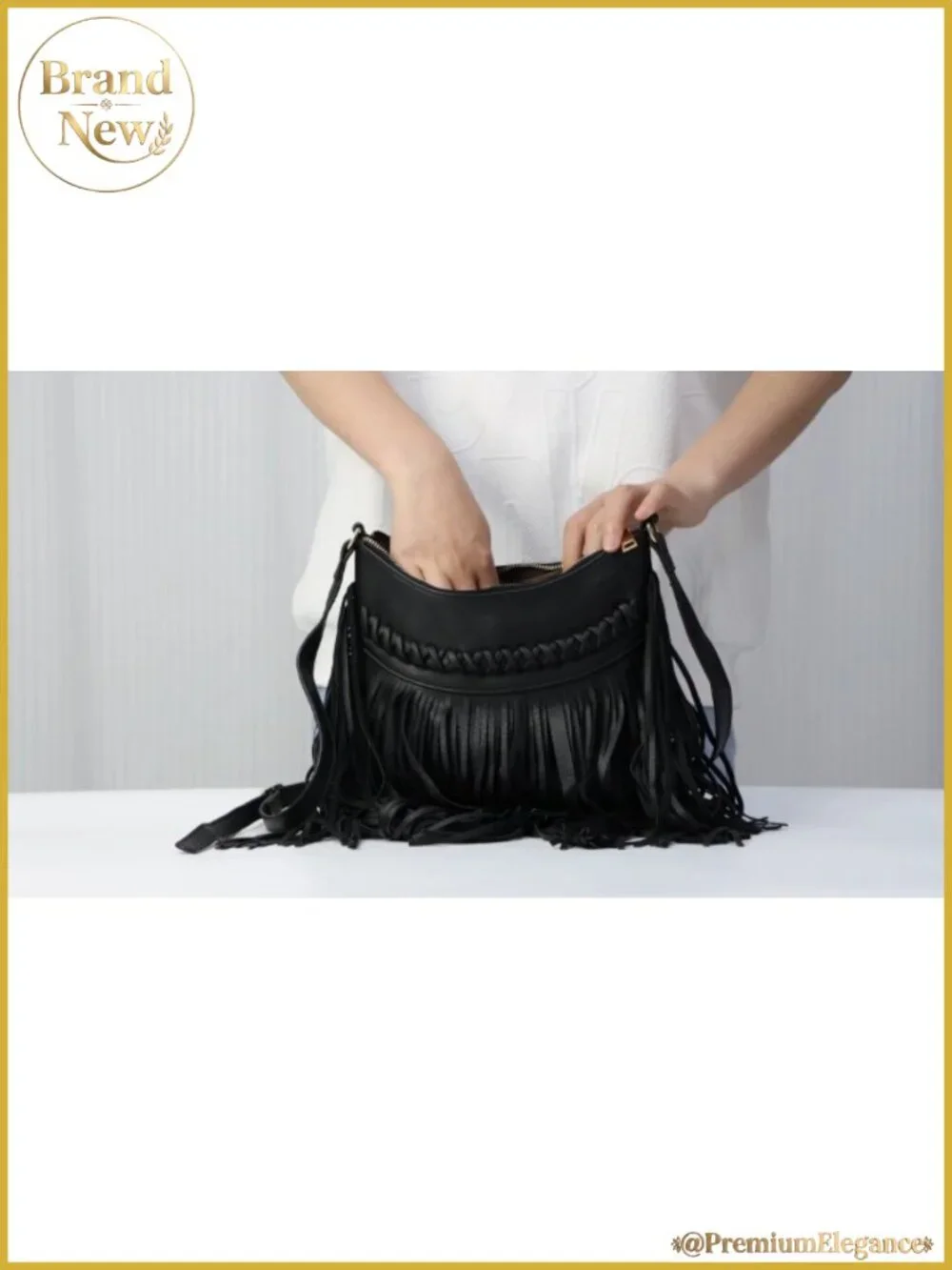 Vegan Leather Fringe Tassel Hobo Crossbody Bag Western Shoulder Purse